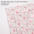 Tissue paper with romantic pink cherry blossom floral pattern for bouquet wrapping, 20 sheets - Flower Garden [Sakura Romance]