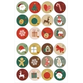 Christmas advent calendar stickers set with numeric 1-24 retro festive patterns - 1 Snowflake Reindeer