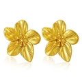 Elegant gold flower stud earrings with detailed petal texture and metallic center - Radial Texture 3D Flower