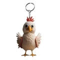 Primo piano dettagliato di un portachiavi a forma di gallo cartone animato su sfondo bianco - Pulcino Bianco Cartoon