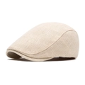 Béret minimaliste en lin beige avec texture tissée respirante pour protection solaire extérieure - Beige