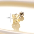 Pendiente de tuerca cuadrado de 6 mm con circonita amarilla y acero de titanio para oreja - Amarillo Ganso (A189-4#) / Pieza Única