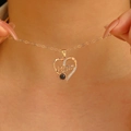 Rose gold heart MOM projection necklace with sparkling rhinestones for mother's day gift - Gold