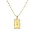 Macro detail of gold-plated rectangle pendant necklace with star motif and cubic zirconia - Rectangle Relief Big Star - Gold