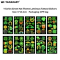 Tatuajes luminosos de San Patricio con tréboles y duendes, pack de 10 hojas adhesivas - Tatuajes irlandeses luminosos(Y) / Estándar
