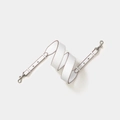 Adjustable white leather handbag strap with brown edges and silver metal hooks - White Silver Buckle