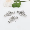 Silver 18K plated heart-shaped jewelry clasp with zircon inlay, 11mm by 24mm size - Small Heart / Silver