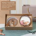 Pink Rose scented amber glass candle gift set with floral decor and golden box - Pink & Rose