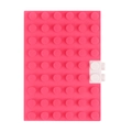 Mini A6 Silikon-Notizbuchhülle in Pink mit Baustein-Textur und weißem Sicherheitsverschluss - A6 / Punkt Notizbuch / Rosa