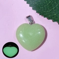 Glow-in-the-dark green heart stone pendant with metal clasp for DIY jewelry making - 49-Luminous Grass Green