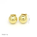 Detailed view of 12mm gold round ball earrings with 4g weight specification on white background - 12mm