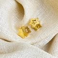 Orecchini a cerchio dorati in acciaio 18K con design a doppia stella traforata - Orecchino a stella / Oro