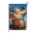 Christmas Santa Claus garden flag made of premium linen texture for outdoor holiday decor - 30*45cm / Lantern Santa (HYQ030-17)