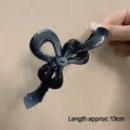 Navy blue butterfly hair claw clip with glossy finish and 13cm length for thick hair - Gradient Grey Bow-13cm