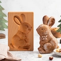 Handcrafted wooden rabbit gingerbread mold for baking decorative holiday cookies - Standing Rabbit