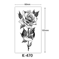 Waterproof temporary tattoo sticker with black rose and crescent moon design, 60x105mm - K-470-Rose Moon