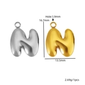 Pendentif lettre N bombée en or et argent pour colliers et bijoux DIY créatifs - Style Suspendu - Lettre N