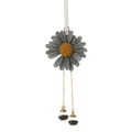 Chic handmade daisy car mirror pendant with gold chain and clear crystal charms - Gray