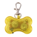 Luminous yellow bone-shaped dog collar pendant with LED light and metal clip - OPP Bag / Yellow