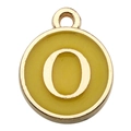 Golden round pendant with yellow enamel finish featuring capital letter O design - Letter O Style / 1 Piece (12x14mm) / Yellow