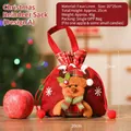 Linen Christmas reindeer gift bag for candies and apples with snowflake patterns - New Burlap Christmas Bag Reindeer