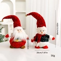 Christmas Santa and Snowman plush figurines with red sequined hats and gold bells - Santa + Snowman