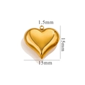 Colgante de corazón 3D hueco de acero inoxidable dorado pulido de 15mm de lado - 15mm / Dorado