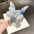 Pinza para el pelo de mariposa con degradado azul y blanco en material de acetato - Color Veta Azul
