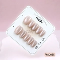 Elegante Katzenauge Nude Pink handgefertigte Kunstnägel mit 10 Stück auf Displaykarte - XS / Perlmutt Hellrosa (FMD035)