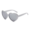 Stylish silver heart shaped sunglasses with dark lenses and minimalist resin frame - Silver Gray White Mirror Polarized