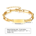 Adjustable gold-plated stainless steel chain bracelet with a rectangular nameplate - BR-1096G (Rectangle ID Bar)