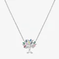 S925 sterling silver tree of life necklace with colorful evil eye charms for women - 925 Silver / 925 Sterling Silver