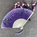 Classical purple gradient silk folding fan with cherry blossom and butterfly patterns - No.22 Purple Gradient Chinese Style Floral