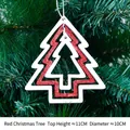 Christmas tree shaped wood pendant with red glitter star center hanging on tree branches - Red Christmas Tree