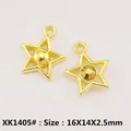 Golden alloy hollow star charms in size 16x14x2.5mm for DIY jewelry making accessories - XK1405# Gold