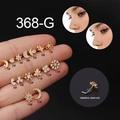 Set of 15 golden L-shaped stainless steel nose studs with assorted zircon crystal shapes - Heart Style (1#) / Gold