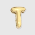 Minimalist 3D bubble style letter T pendant in polished gold metal finish - Letter T / 14K Gold