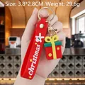 Christmas gift box keychain with red silicone strap and gingerbread man decoration - Christmas Gift Box-1