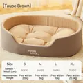Gray-brown oval washable pet bed with size chart for dogs and cats in various sizes - S (40*30cm) / Grey-brown