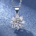Elegant silver snowflake necklace pendant with sparkling center stone and sunburst design - Sunflower Necklace Xl-14