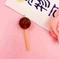 Mini resin lollipop pendant in chocolate brown and yellow for DIY jewelry and bags - Coffee Lollipop