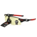 Occhiali da sole sportivi semi-rimless con montatura nero-rossa e lenti gialle protettive - Montatura Nera Gamba Rossa Lente Visione Notturna Gialla