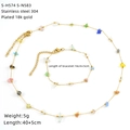 Detail of 18K gold plated stainless steel jewelry set with colorful natural stone beads - Multi-color Chip Stone Style (S-H574 S-N583)