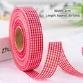 Red and white checkered ribbon 2cm wide for Christmas tree cake and gift decoration - 2cm Red Grid Ribbon 50 Yards