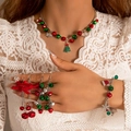 Set gioielli natalizi con campanelli rossi e verdi, fiocchi di neve e nastri festivi - Set Albero di Natale Fiocco di Neve Rosso Verde