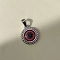 Collier en acier inoxydable doré 18K avec pendentif œil rouge et cristaux brillants - Pendentif Uniquement Œil Rouge Couleur Acier (Sans Chaîne)