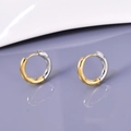 Orecchini a cerchio bicolore minimalisti in oro e argento acciaio al titanio lucido - Bicolore Oro e Argento