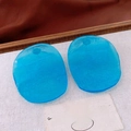 Close-up of translucent sky blue resin geometric drop earrings with brushed texture - 21# Silver Earring Post - Blue