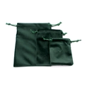 Dark green velvet drawstring pouches shown in three various sizes for jewelry storage - 7x9cm / Dark Green