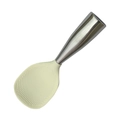 Standing cream silicone rice paddle with non-stick texture and durable metal handle - White Stainless Steel Handle